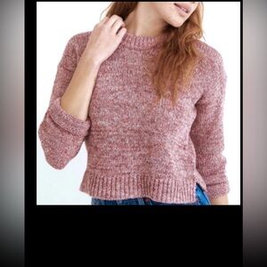 Madewell Millcrest Pullover Sweater Crop Cotton Knit in Rose Pink Plus Size XXL